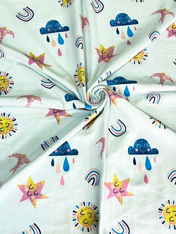 Sunshine Rainbow | Ribbed Modal Rayon Spandex Fabric | 170cm Wide