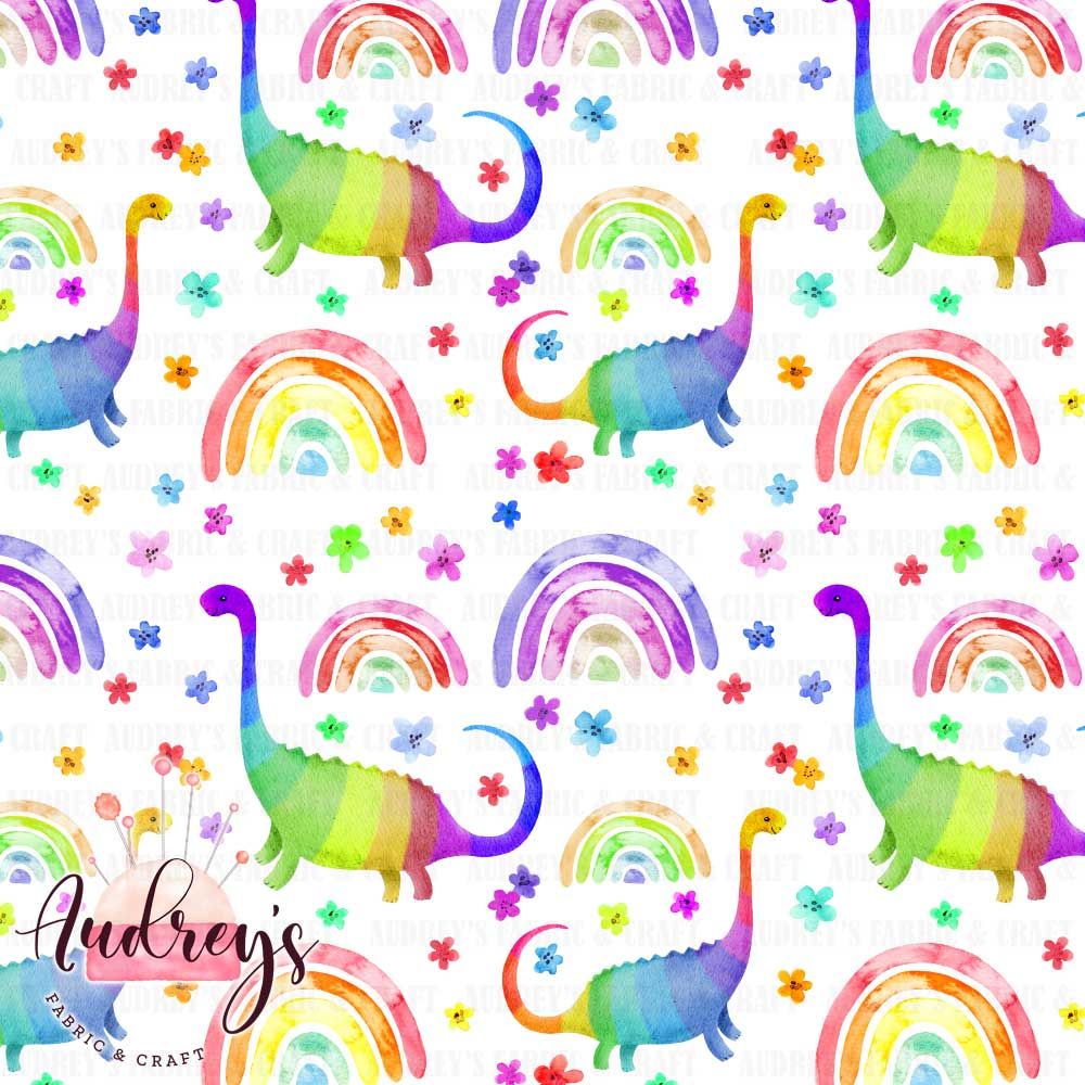 Rainbow Dino on White | PRE-ORDER | Choose Your Own Base