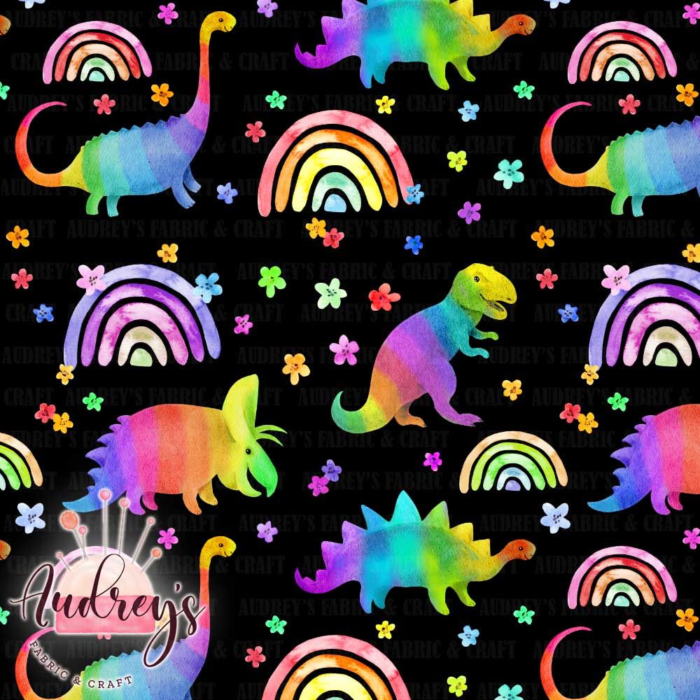Rainbow Dino on Black | PRE-ORDER | Choose Your Own Base