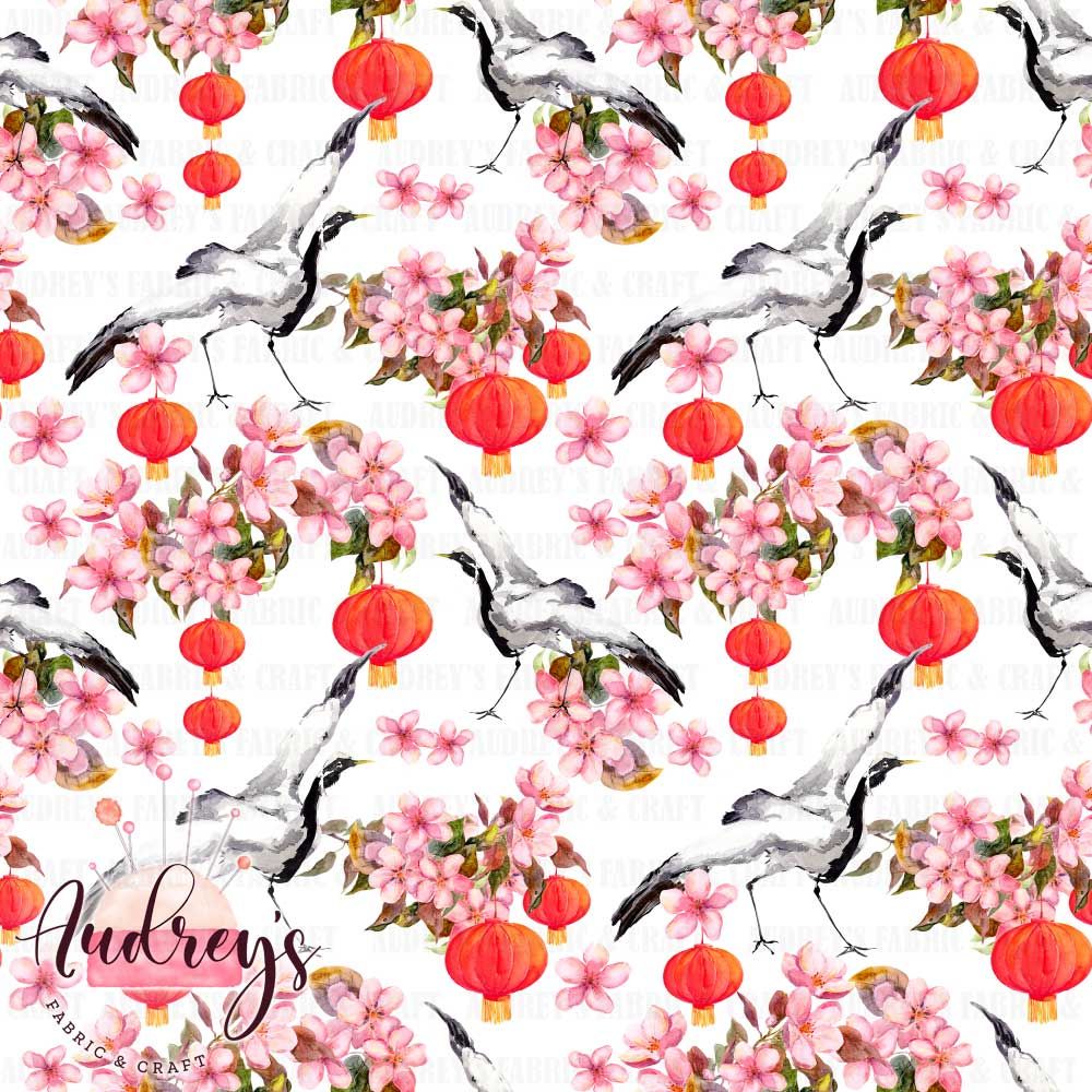 Crane &amp; Cherry Blossom Lanterns | PRE-ORDER | Choose Your Own Base