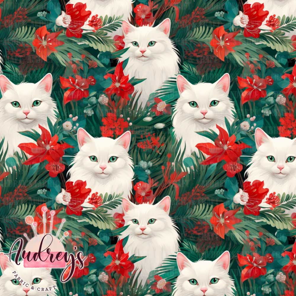 White Kitten, Winter Floral | PRE-ORDER | Choose Your Own Base