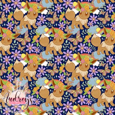 Eevee, Floral Navy | PRE-ORDER | Choose Your Own Base