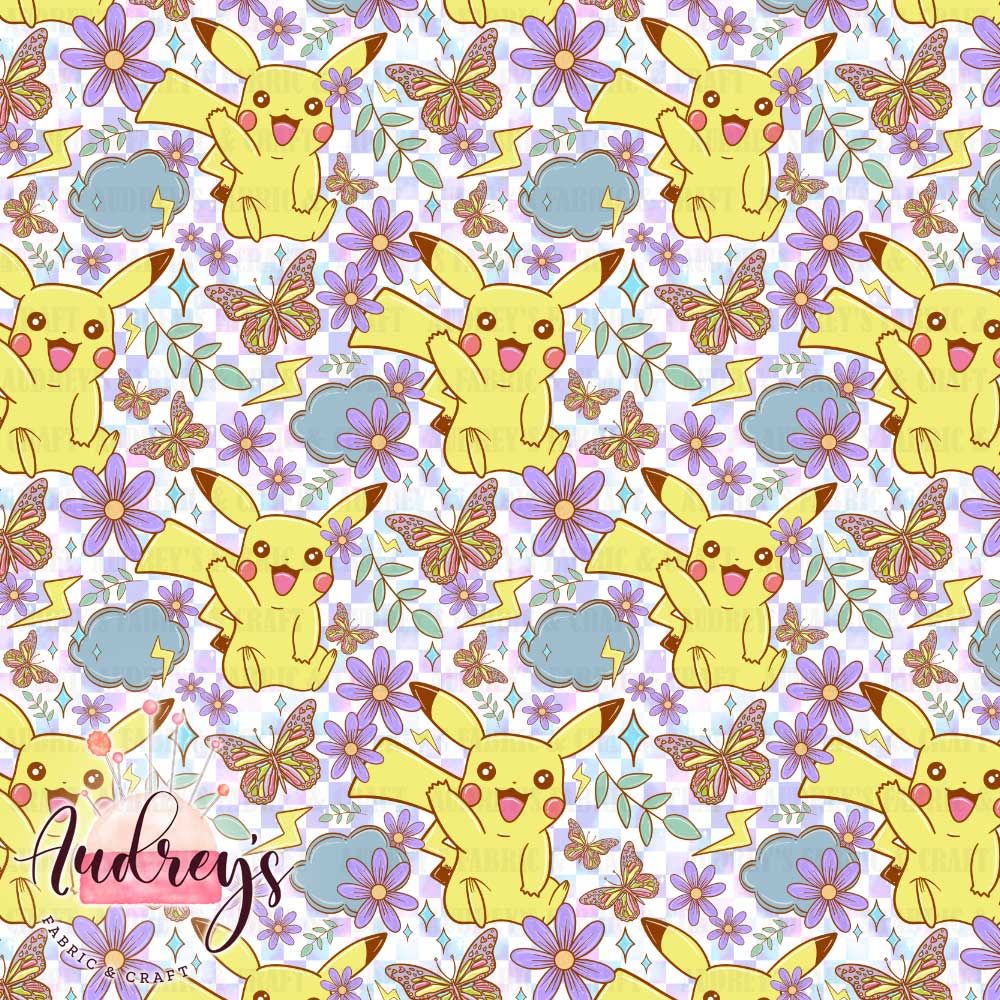 Pikachu, Floral Pastel Checkers | PRE-ORDER | Choose Your Own Base