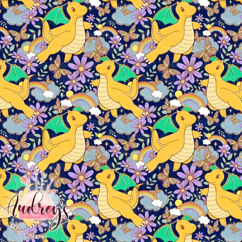 Dragonite, Floral Navy | PRE-ORDER | Choose Your Own Base