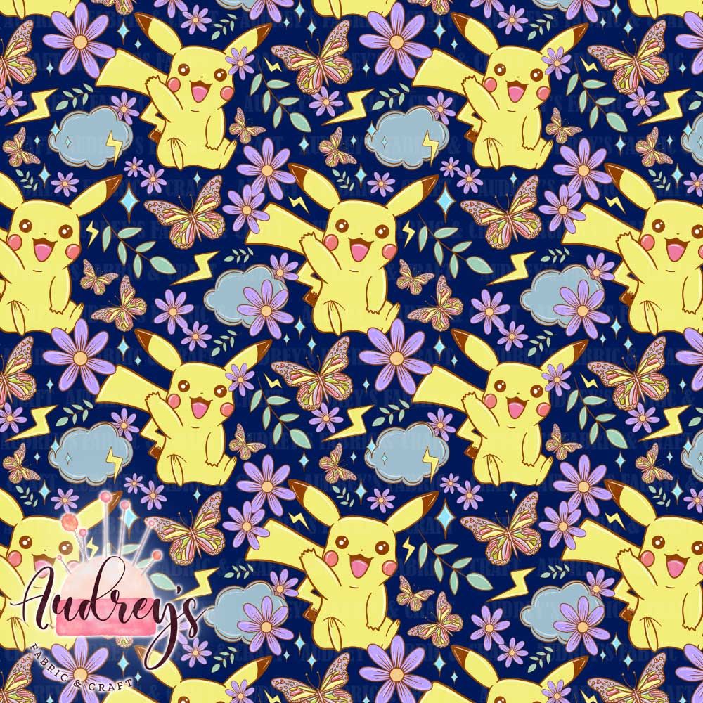 Pikachu, Floral Navy | PRE-ORDER | Choose Your Own Base