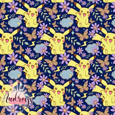 Pikachu, Floral Navy | PRE-ORDER | Choose Your Own Base