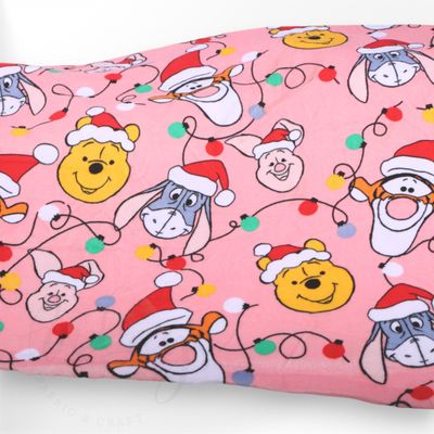 Winnie &amp; Friends, Xmas | Licensed Plush Minky Fleece Fabric | 180cm Wide