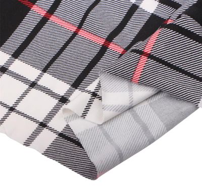 Monotone Tartan | Double Brushed Poly Jersey Knit Fabric, 180gsm
