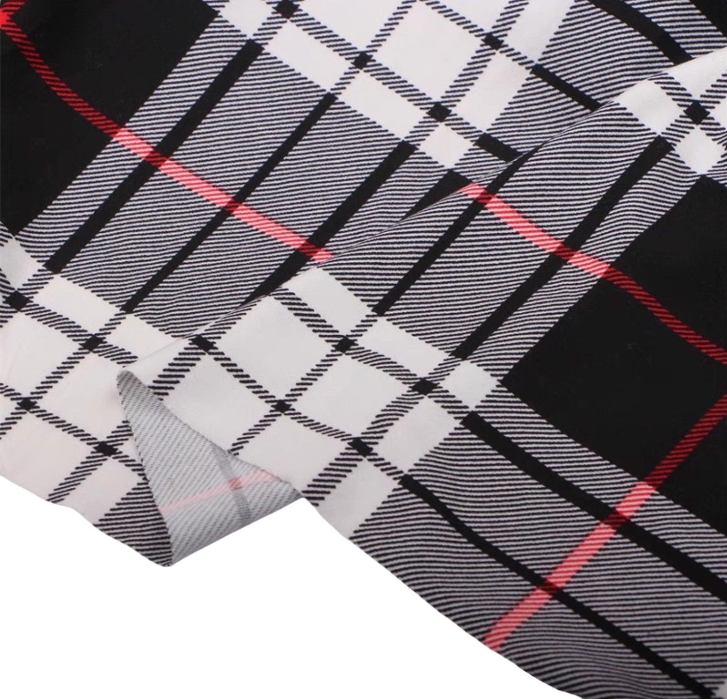 Monotone Tartan | Double Brushed Poly Jersey Knit Fabric, 180gsm