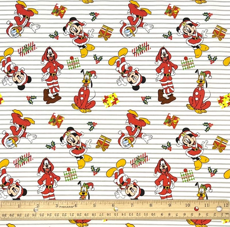 Mickey &amp; Friends, Stripe | Licensed Quilting Cotton | 112cm wide