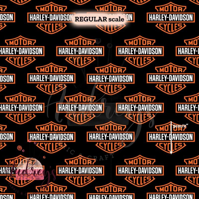 Harley, Classic on Black | Digital Print Custom Cotton Woven | 145cm wide
