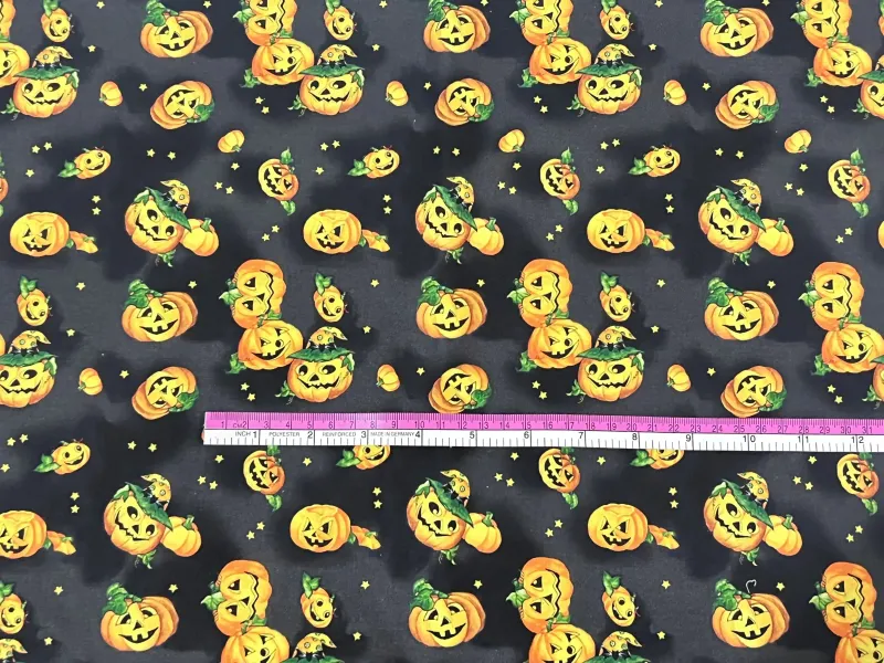 Jack-o'-lanterns on Black | Quilting Cotton | 112cm wide