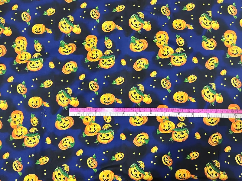 Jack-o'-lanterns on Navy | Quilting Cotton | 112cm wide