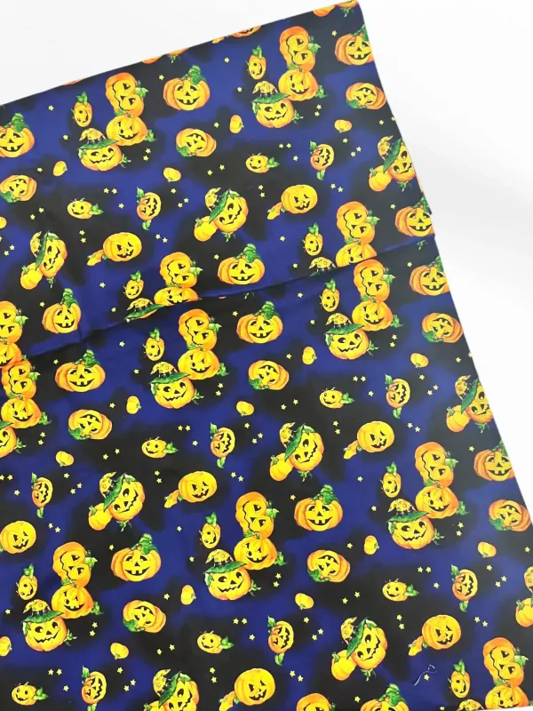 Jack-o&#39;-lanterns on Navy | Quilting Cotton | 112cm wide