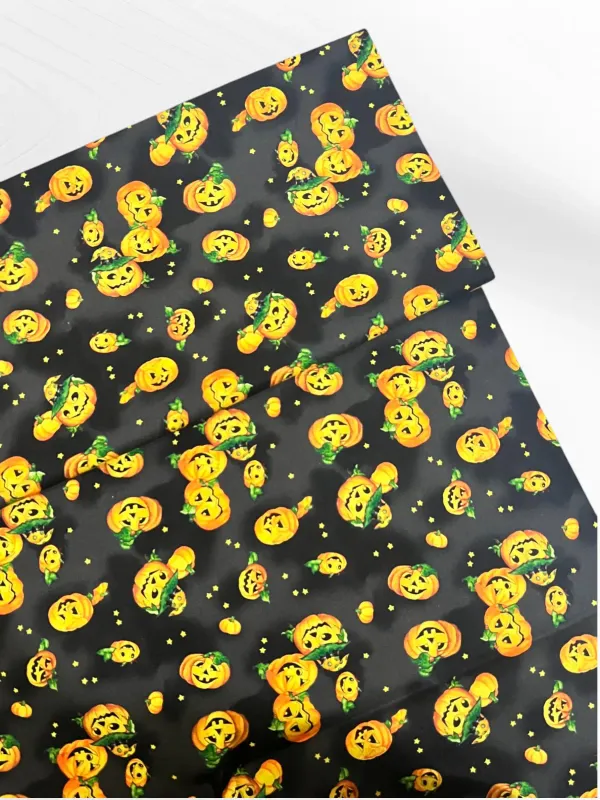 Jack-o&#39;-lanterns on Black | Quilting Cotton | 112cm wide
