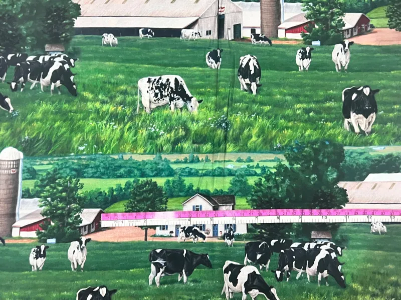 Grazing Holsteins Farmscape | Quilting Cotton | 112cm wide