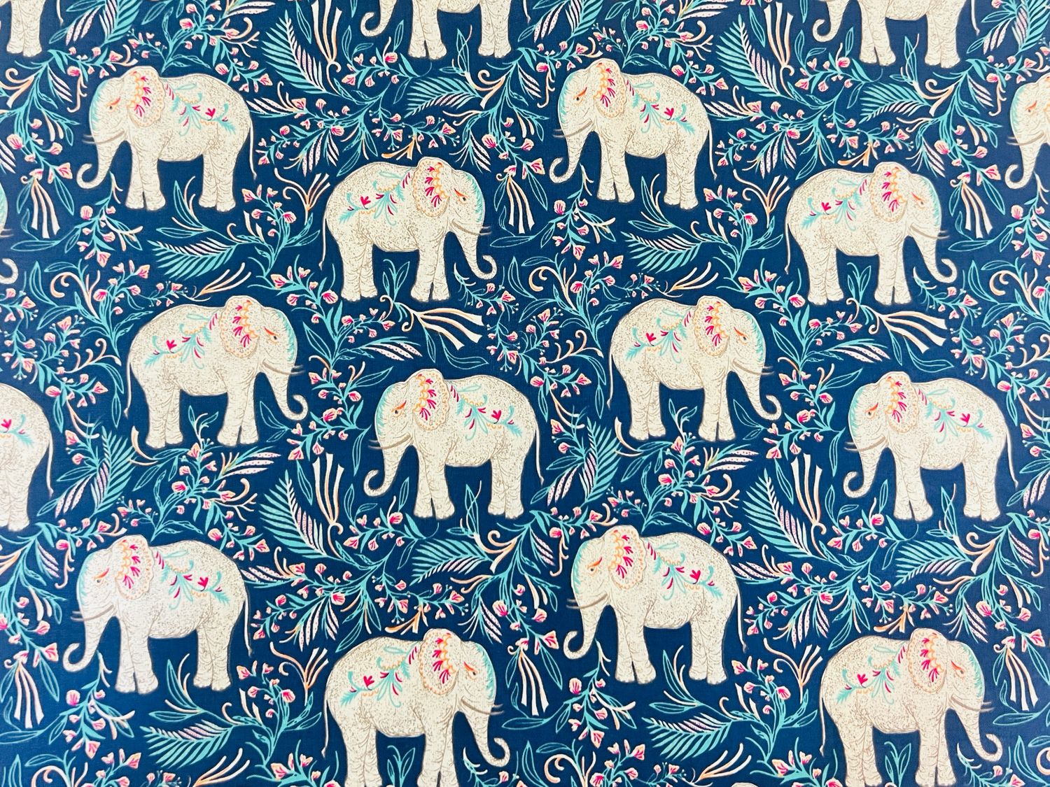 Floral Elephants | Quilting Cotton | 112cm wide
