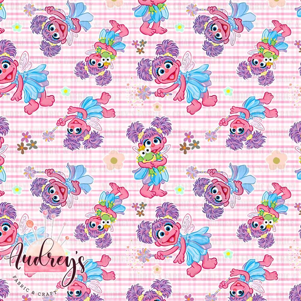 Abby Cadabby on Gingham | Digital Print Custom Cotton Woven | 145cm wide