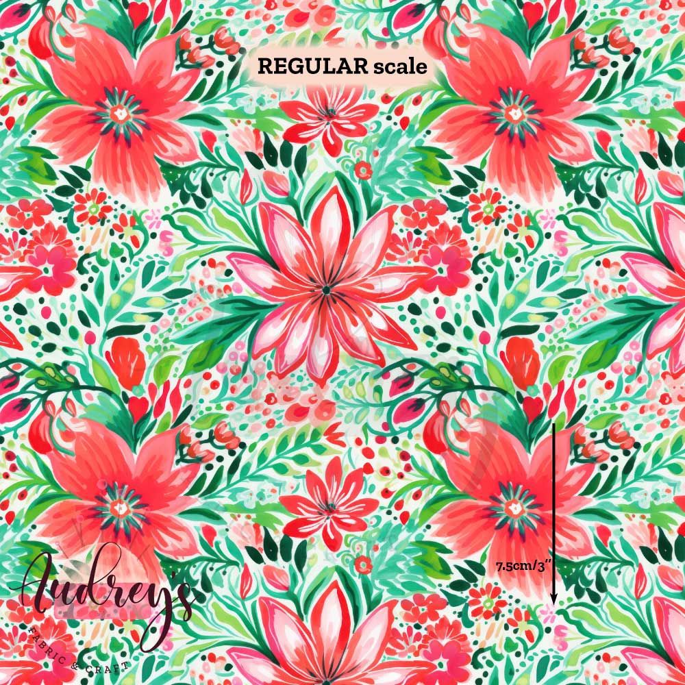 Watercolour Poinsettias | Digital-Print Custom Cotton Woven | 145cm wide