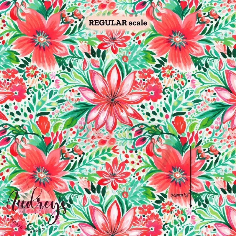 Watercolour Poinsettias | Digital-Print Custom Cotton Woven | 145cm wide