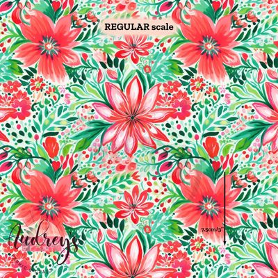Watercolour Poinsettias | Digital-Print Custom Cotton Woven | 145cm wide