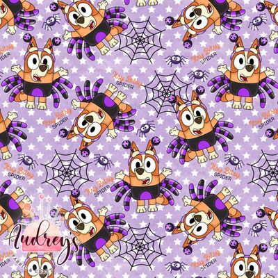 Bingo, Itsy Bitsy Spider Purple | Digital Print Custom Cotton Woven | 145cm wide
