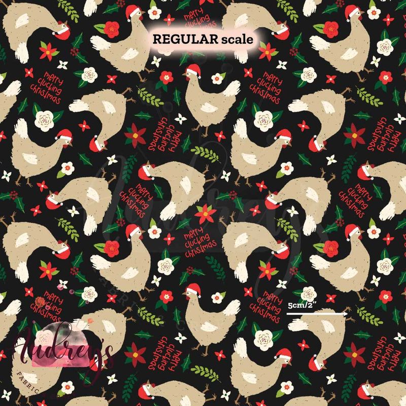 Merry Clucking Xmas | Digital-Print Custom Cotton Woven | 145cm wide