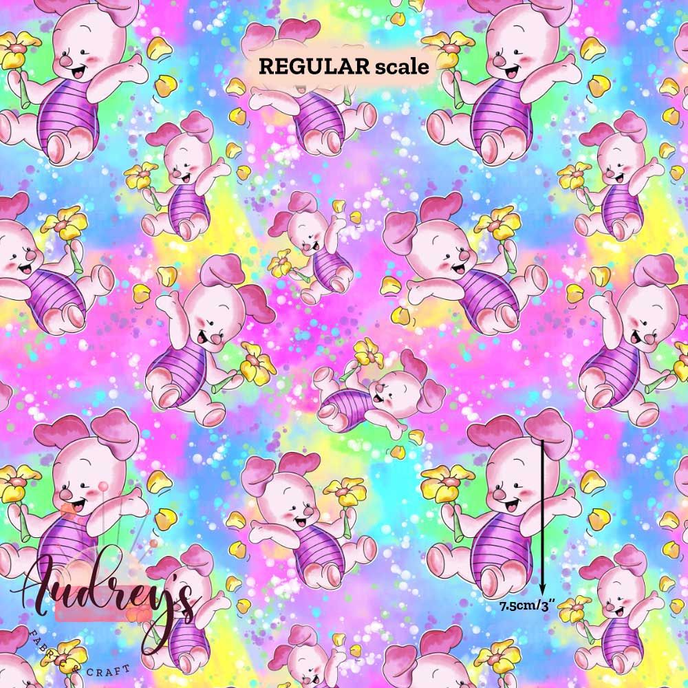 Piglet, Neon | Digital Print Custom Cotton Woven | 145cm wide