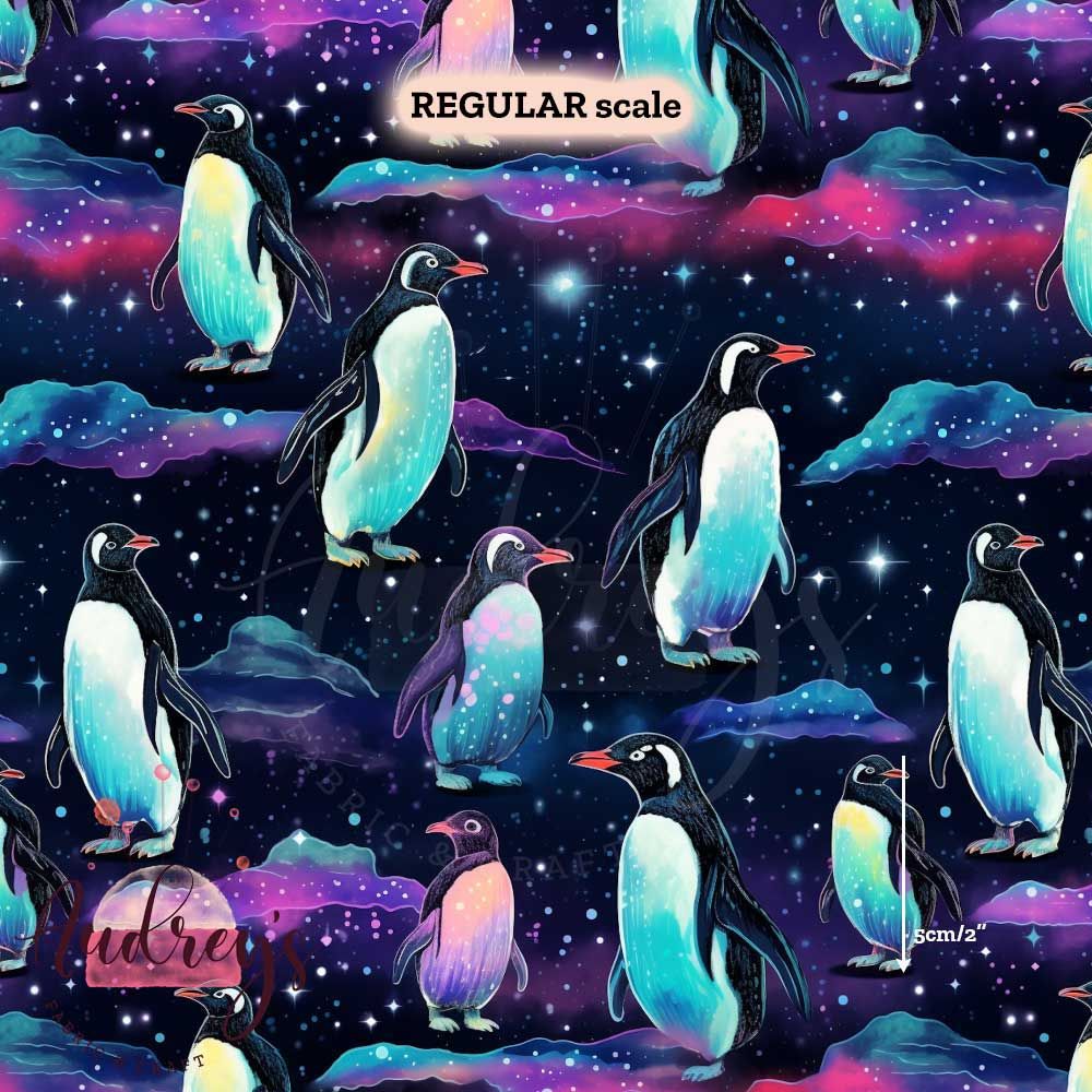 Neon Penguins | Digital-Print Custom Cotton Woven | 145cm wide