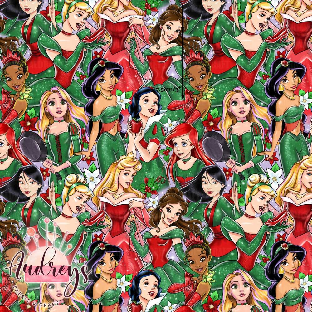 Xmas Princesses, Stacked | Digital-Print Custom Cotton Woven | 145cm wide