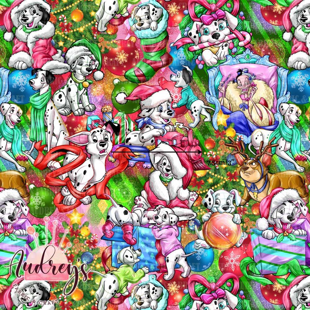 Dalmatians Christmas | Digital-Print Custom Cotton Woven | 145cm wide