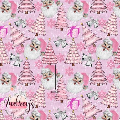 Pink Santa | Digital-Print Custom Cotton Woven | 145cm wide