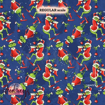 Grinch Navy | Digital-Print Custom Cotton Woven | 145cm wide