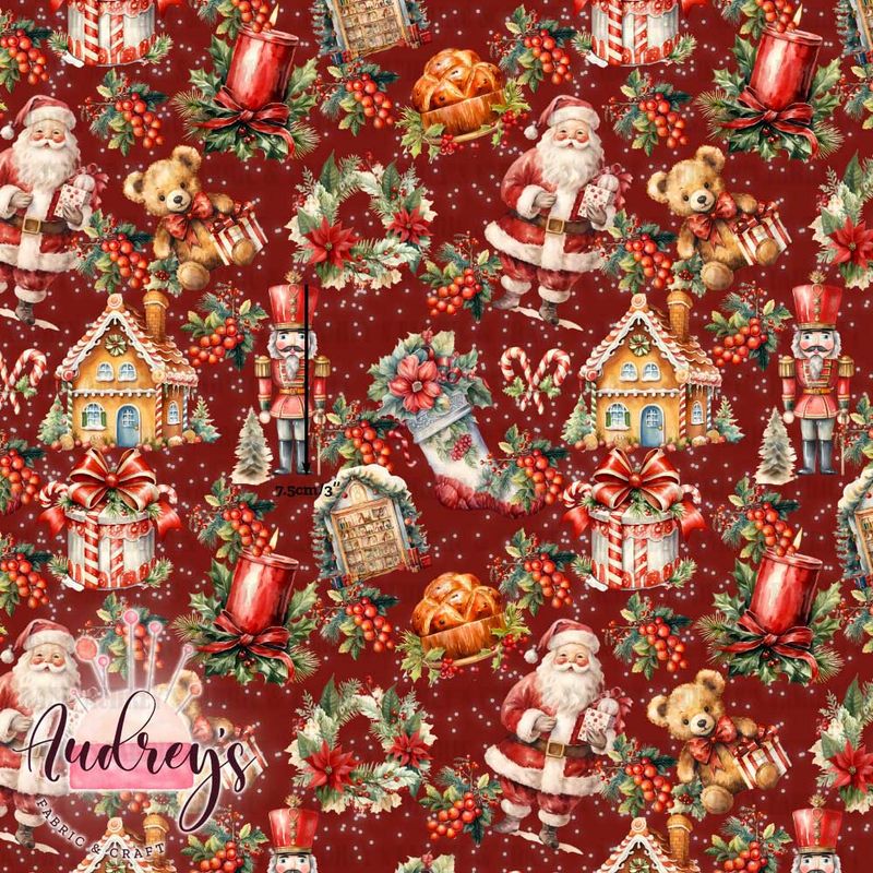 Classic Vintage Xmas | Digital-Print Custom Cotton Woven | 145cm wide