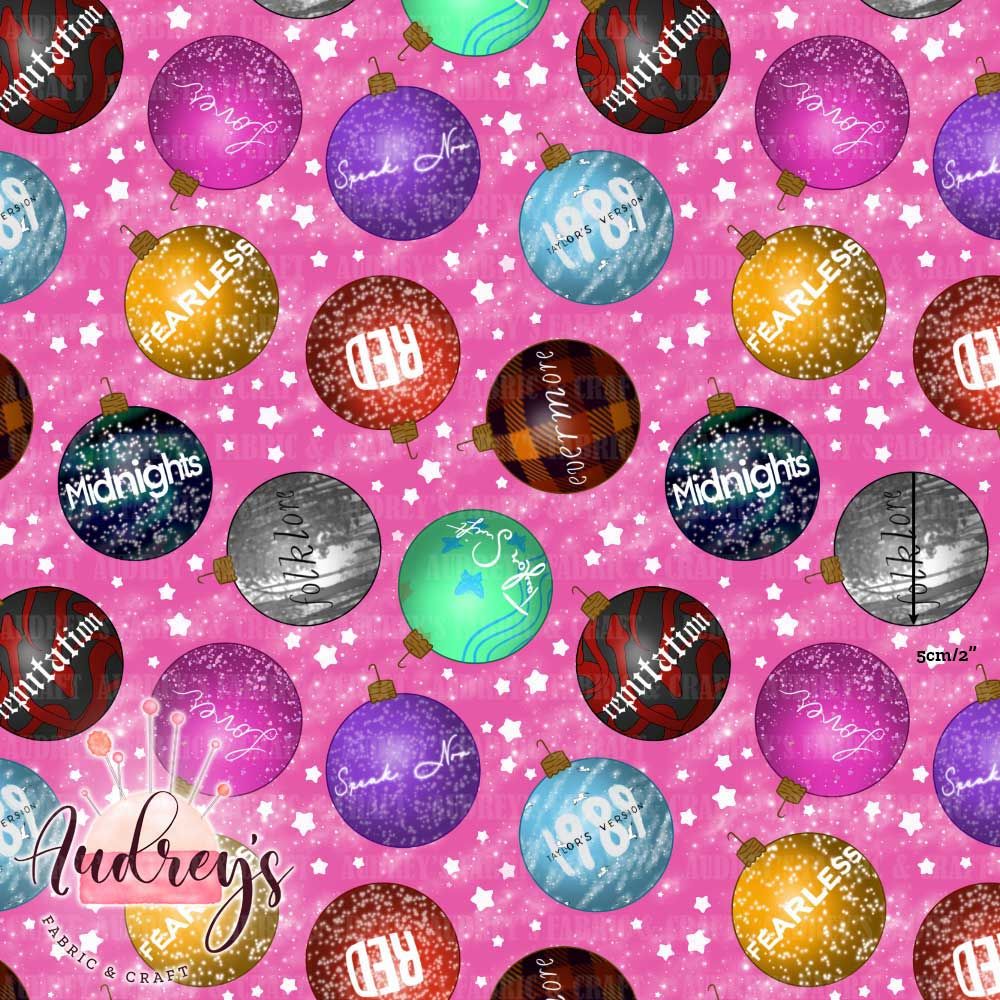 TS, Xmas Baubles | Digital-Print Custom Cotton Woven | 145cm wide