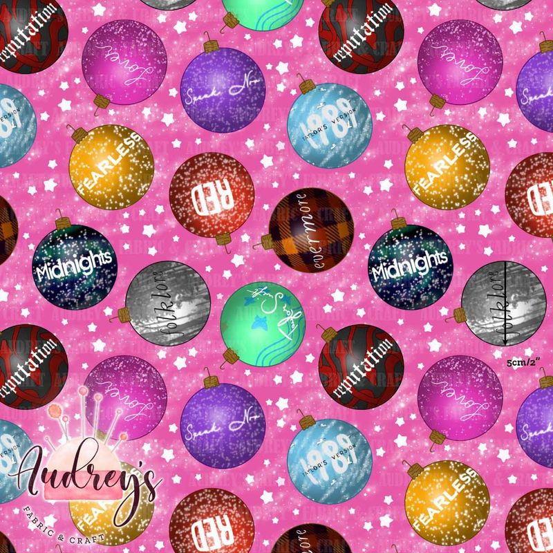 TS, Xmas Baubles | Digital-Print Custom Cotton Woven | 145cm wide