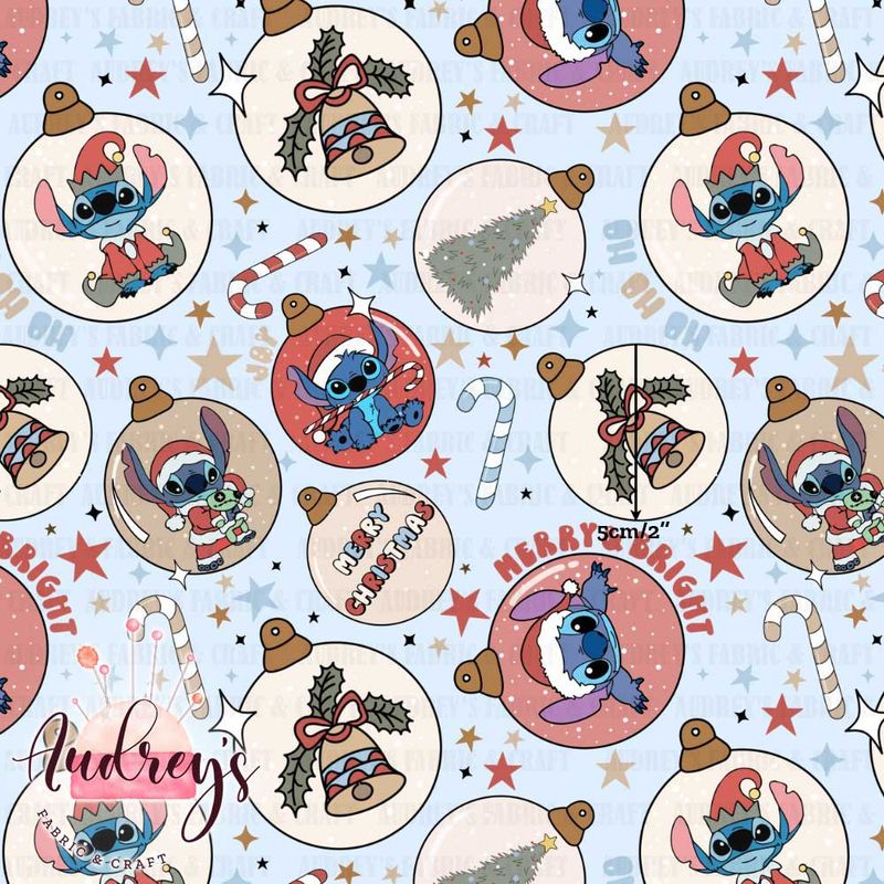 Stitch Baubles, Christmas | Digital-Print Custom Cotton Woven | 145cm wide