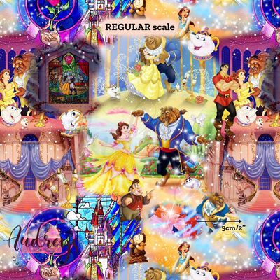 Beauty &amp; the Beast, Sparkles | Digital-Print Custom Cotton Woven | 145cm wide