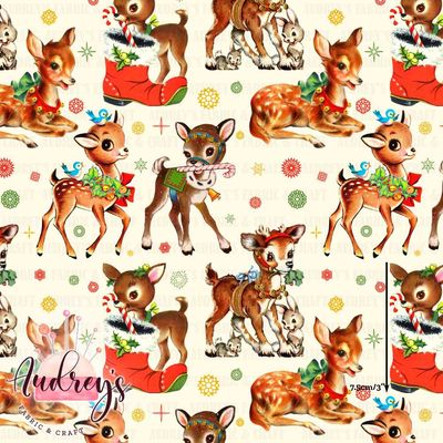 Vintage Reindeer | Digital-Print Cotton Woven | 145cm wide