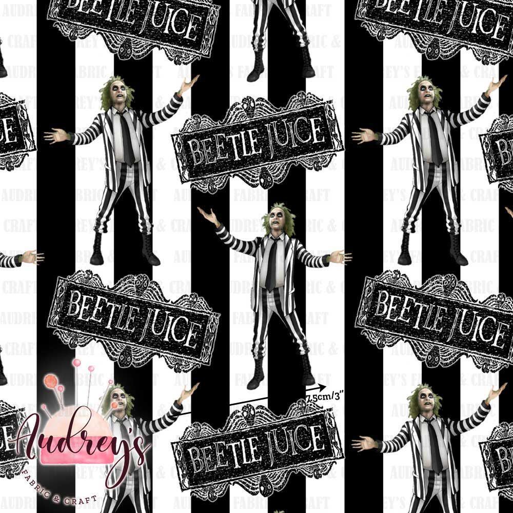 Beetlejuice Striped | Digital-Print Custom Cotton Woven | 145cm wide