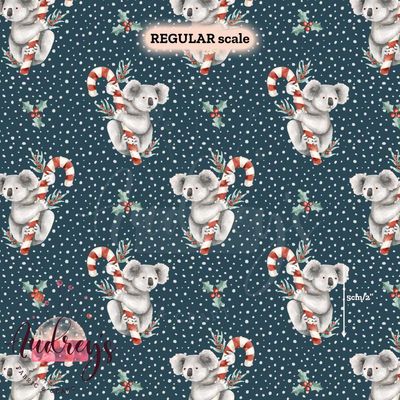 Xmas Koalas, Polka | Digital-Print Custom Cotton Woven | 145cm wide