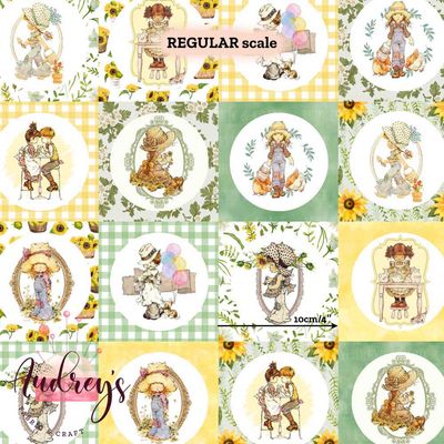 Holly Hobbie, Sunflower Patchwork | Digital-Print Custom Cotton Woven | 145cm wide