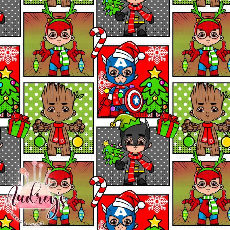 Avengers Xmas | Digital-Print Custom Cotton Lycra 240gsm | 150cm wide