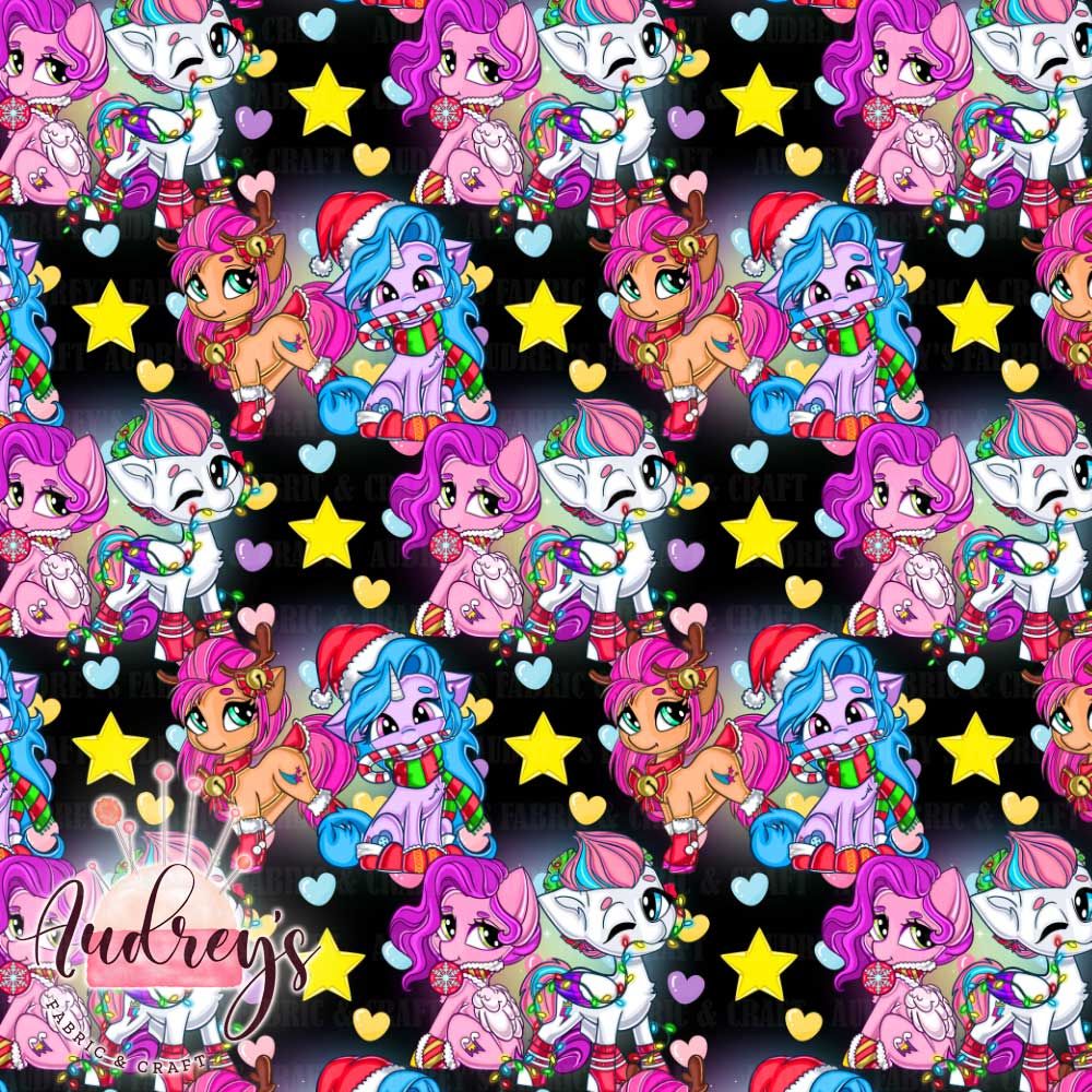 Xmas My Little Pony | Digital-Print Custom Cotton Lycra 240gsm | 150cm wide