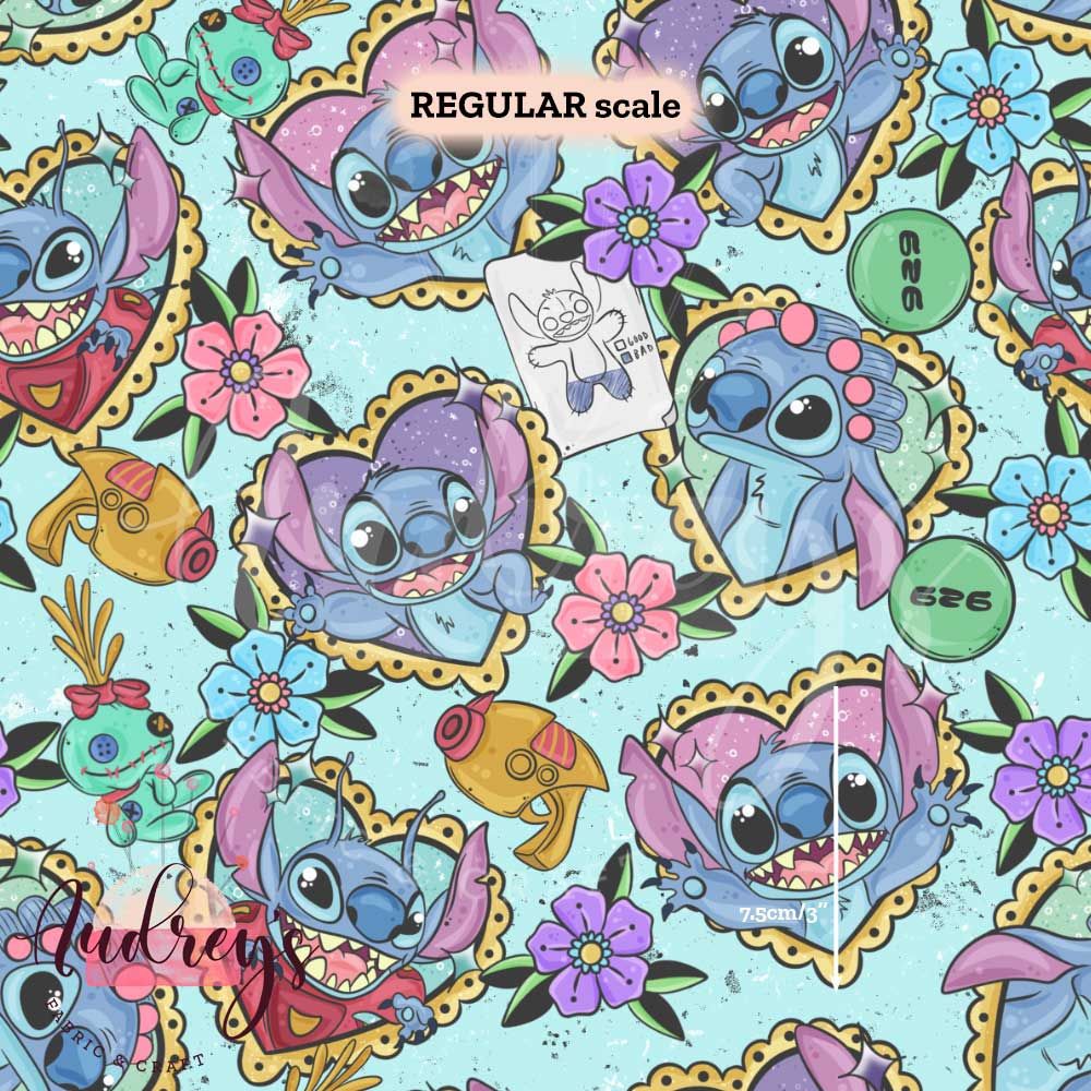 Stitch Pastel Hearts | Digital-Print Custom PUL Waterproof Fabric | 150cm wide