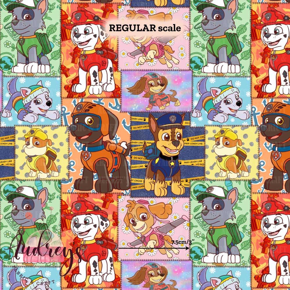 Paw Patrol, Patchwork | Digital-Print Custom PUL Waterproof Fabric | 150cm wide