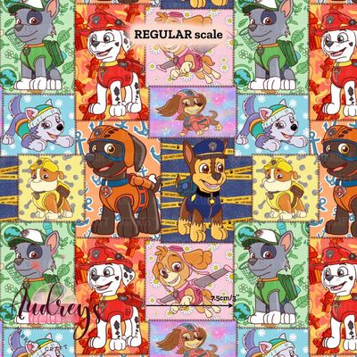 Paw Patrol, Patchwork | Digital-Print Custom PUL Waterproof Fabric | 150cm wide