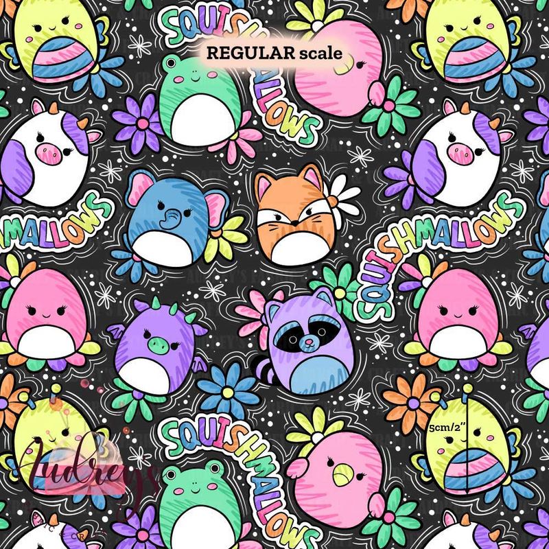 Squishmallows, Doodles | Digital-Print Custom PUL Waterproof Fabric | 150cm wide