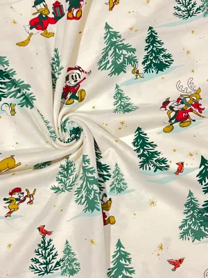 Mickey&#39;s Christmas | Licensed Cotton Interlock Jersey Fabric, 220gsm | 180cm Wide