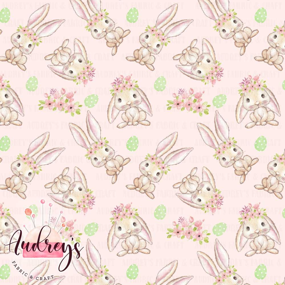 Cute Floral Bunny, Pink | PRE-ORDER | Choose Your Own Base